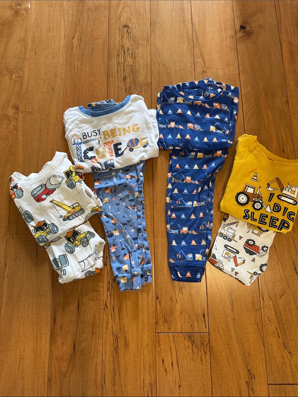 Kids Construction-Themed Blue & Yellow Pajama Set